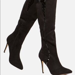‼️SOLD Black suede knee high boots